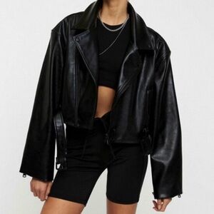 LIONESS Staten Island Faux Leather Biker Jacket